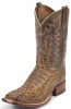 Tony Lama 1066 Men's Exotic Collection Stockman Boot with Tan Vintage Bodycut Royal Hornback Caiman Leather Foot and a Medium Wide Square Toe