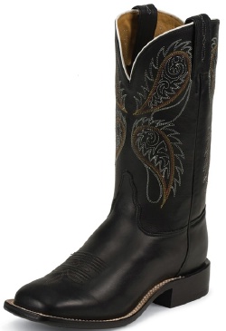 Tony Lama 7909L Ladies Americana Collection Western Boot with Black Stallion Leather Foot and a Double Stitched Wide Square Toe