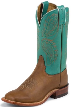 Tony Lama 7911L Ladies Americana Collection Western Boot with Tan Cheyenne Leather Foot and a Double Stitched Wide Square Toe