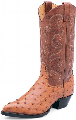 Tony Lama 8867 Men's Exotic Collection Western Boot with Peanut Brittle Full Quill Ostrich Leather Foot and a Narrow Round Toe