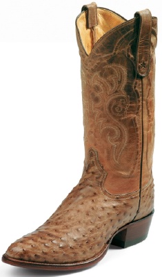 Tony Lama 8964 Men's Exotic Collection Western Boot with Antique Tan Full Quill Ostrich Leather Foot and a Medium Round Toe