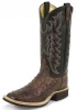 Tony Lama 8989 Men's Cowboy Crepe Collection Western Boot with Almond Full Quill Ostrich Leather Foot and a Double Stitched Wide Square Toe