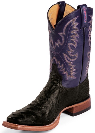 black ostrich skin boots