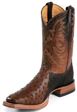 Tony Lama 8998 Men's USTRC Collection Stockman Boot with Coffee Triad Construction Full Quill Ostrich Leather Foot and a Double Stitched Medium Wide Square Toe