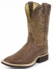 Tony Lama 9078 Men's Cowboy Crepe Collection Stockman Boot with Dark Brown Vintage Smooth Ostrich Leather Foot and a Double Stitched Wide Square Toe