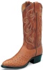 Tony Lama CT873 Men's Exotic Collection Western Boot with Peanut Brittle Smooth Ostrich Leather Foot and a Wide Round Toe