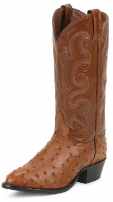 Tony Lama CZ800 Men's Exotic Collection Western Boot with Peanut Brittle Full Quill Ostrich Leather Foot and a Medium Round Toe