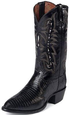 Tony Lama CZ810 Men's Exotic Collection Western Boot with Black Teju Lizard Leather Foot and a Medium Round Toe