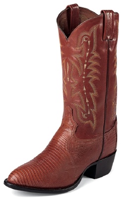 Tony Lama CZ812 Men's Exotic Collection Western Boot with Peanut Brittle Teju Lizard Leather Foot and a Medium Round Toe