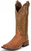 Tony Lama E9321 Men's San Saba Collection Western Boot with Cognac Vintage Full Quill Ostrich Leather Foot and a Double Stitched Wide Square Toe