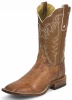 Tony Lama O4175 Men's San Saba Collection Stockman Boot with Cognac Vintage Smooth Ostrich Leather Foot and a Double Stitched Wide Square Toe