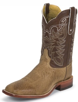 Tony Lama O4176 Men's San Saba Collection Stockman Boot with Antique Tan Smooth Ostrich Leather Foot and a Double Stitched Wide Square Toe