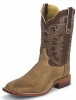 Tony Lama O4176 Men's San Saba Collection Stockman Boot with Antique Tan Smooth Ostrich Leather Foot and a Double Stitched Wide Square Toe