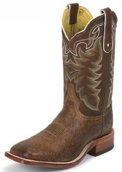 Tony Lama O4177 Men's San Saba Collection Stockman Boot with Chocolate Vintage Smooth Ostrich Leather Foot and a Double Stitched Wide Square Toe
