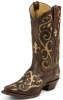 Tony Lama VF3024 Ladies Vaquero Western Boot with Earth Santa Fe Leather Foot with Cream Inlay and a Narrow Square Toe